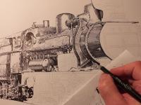 Parní lokomotiva 434 - perokresba